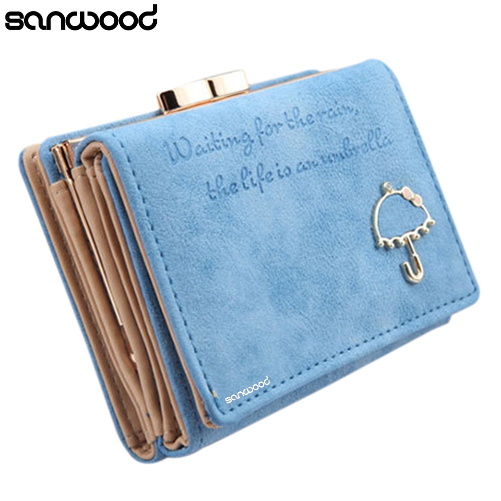 Kvinnor paraply konstläder myntväska koppling korthållare kort trippel plånbok