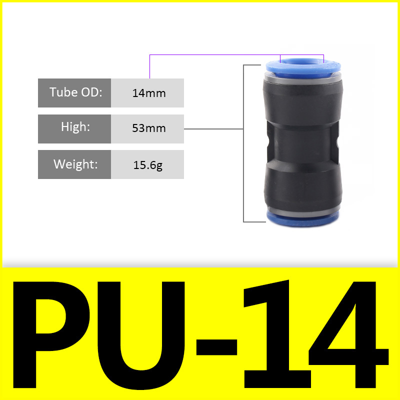 1PCS PU PG Blue Pneumatic Fitting Pipe Connector Tube Air Quick Fittings Water Push In Hose Couping 4mm 6mm 8mm 10mm 12mm 14mm: Yellow