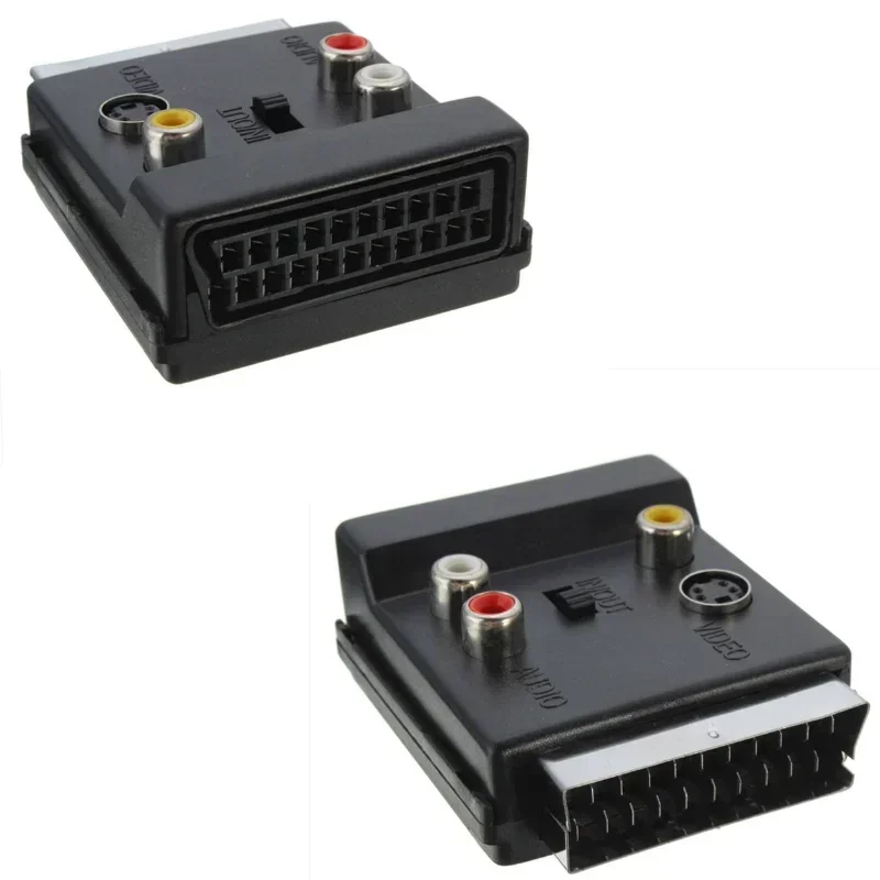 Scart macho para conector adaptador fêmea, 21 agulha, 21 pinos, S-Video, AV RL, Áudio, Conversor, Adaptador, S-Video