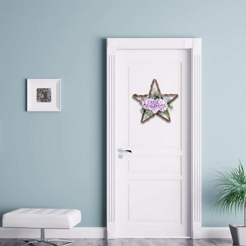 Xsimuleret boligindretning væghængende blomst træ pentagram vedhæng vægdør hængende krans juledekoration