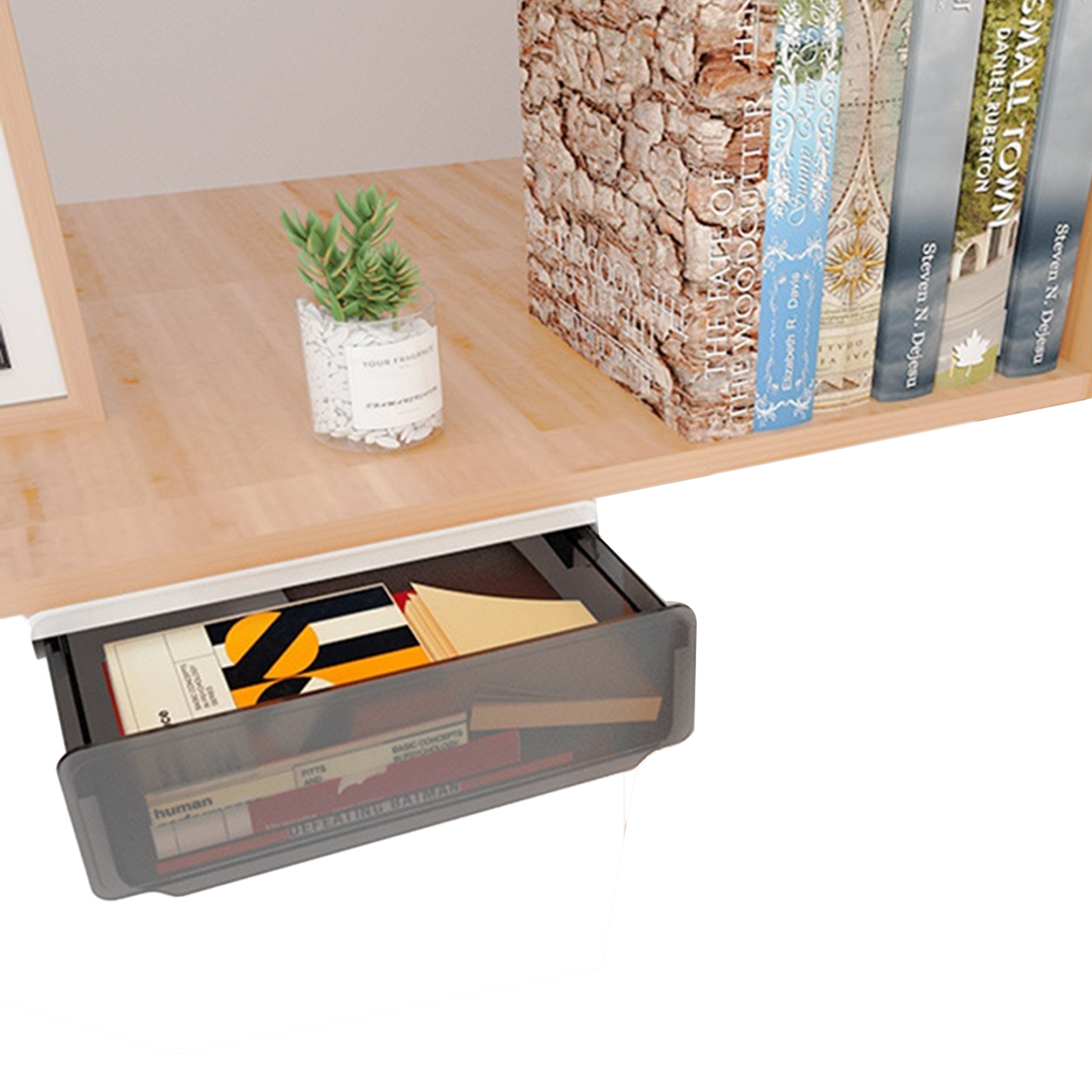 Under Desk Drawer Adhesive Storage Box For Office Pen Holder Hidden Sorting Box Kitchen Knife Fork Storage Tray Organizer