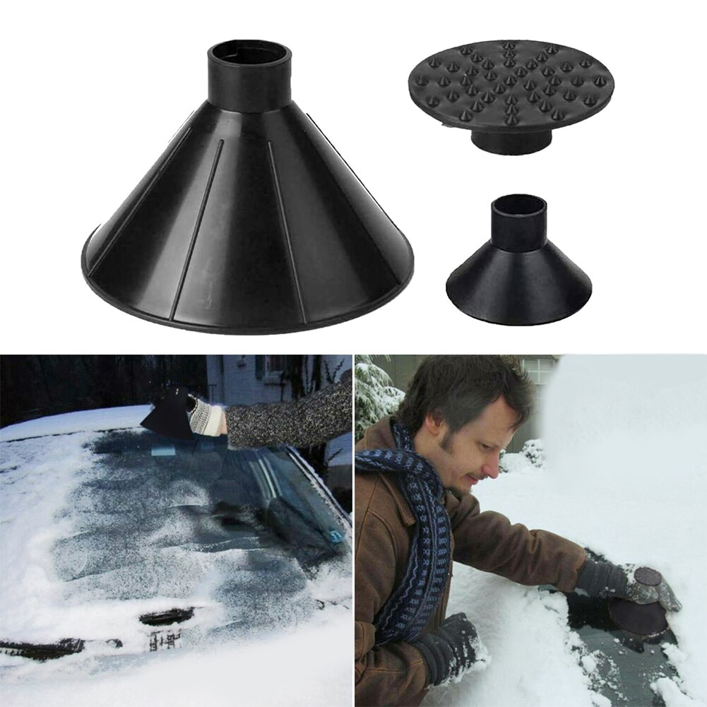 Raspador de hielo mágico de doble embudo para parabrisas y ventanilla de coche, removedor de nieve automático para el hogar, herramienta de coche con forma de cono, raspador de hielo