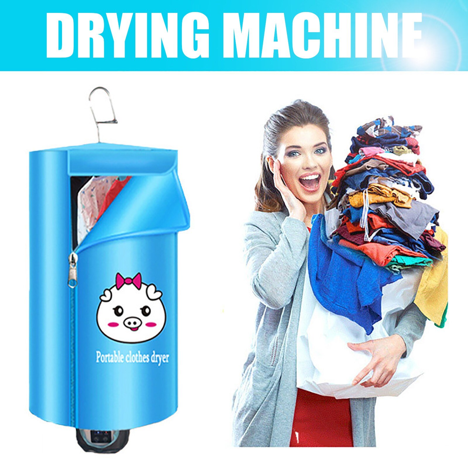 Household Electric Clothes Fast Drying Clothing Rack Portable Clothes Drying Machine Warm Air Heating Cloth Shoes Dryers