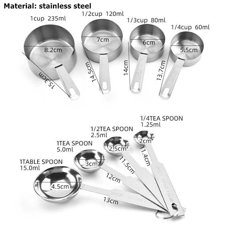 5 Pcs Maatlepels Bakken Gereedschappen Rvs Kruiden Koffie Thee Maatlepels Met Schaal Bakkerij Tool