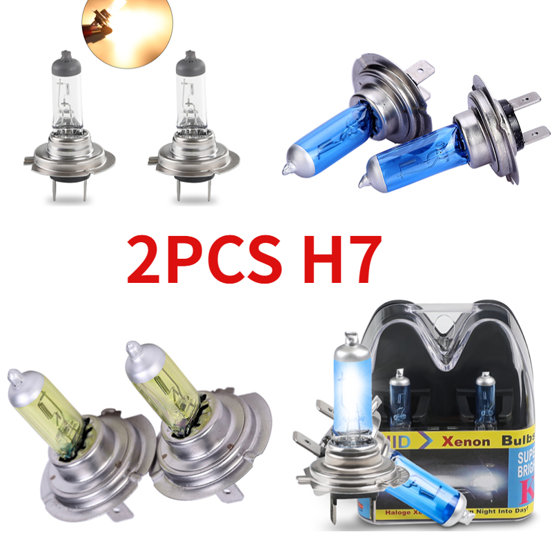 2 Stuks H7 12V 55W Halogeenlamp 6000K Helder Wit 4300K Clearlight 2300K Gouden Licht Halogeenlamp Auto Koplamp Vervanging Lamp