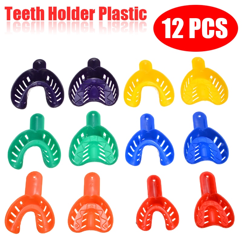 12 stks/set Plastic Tanden Houder Trays Tandindruk Trays Centrale Supply Duurzaam Dental Care Tanden Houder Voor Tandheelkundige Gereedschap