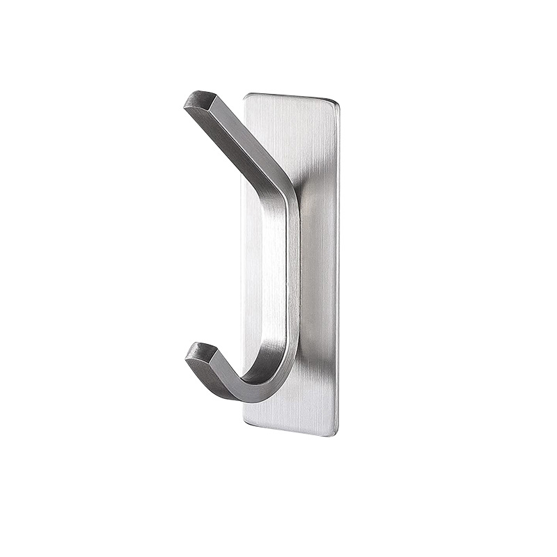 VILOYI Stainless Steel Towel Hooks Bathroom Self Adhesive Double Wall Coat Rack Hooks No Trace Behind The Door Robe Hanger: WHITE