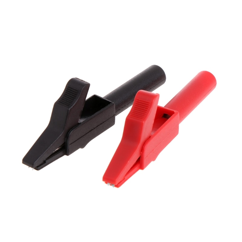 2 stk 4mm fulle beskyttende alligatorklemmer krokodilleklemme til multimeter