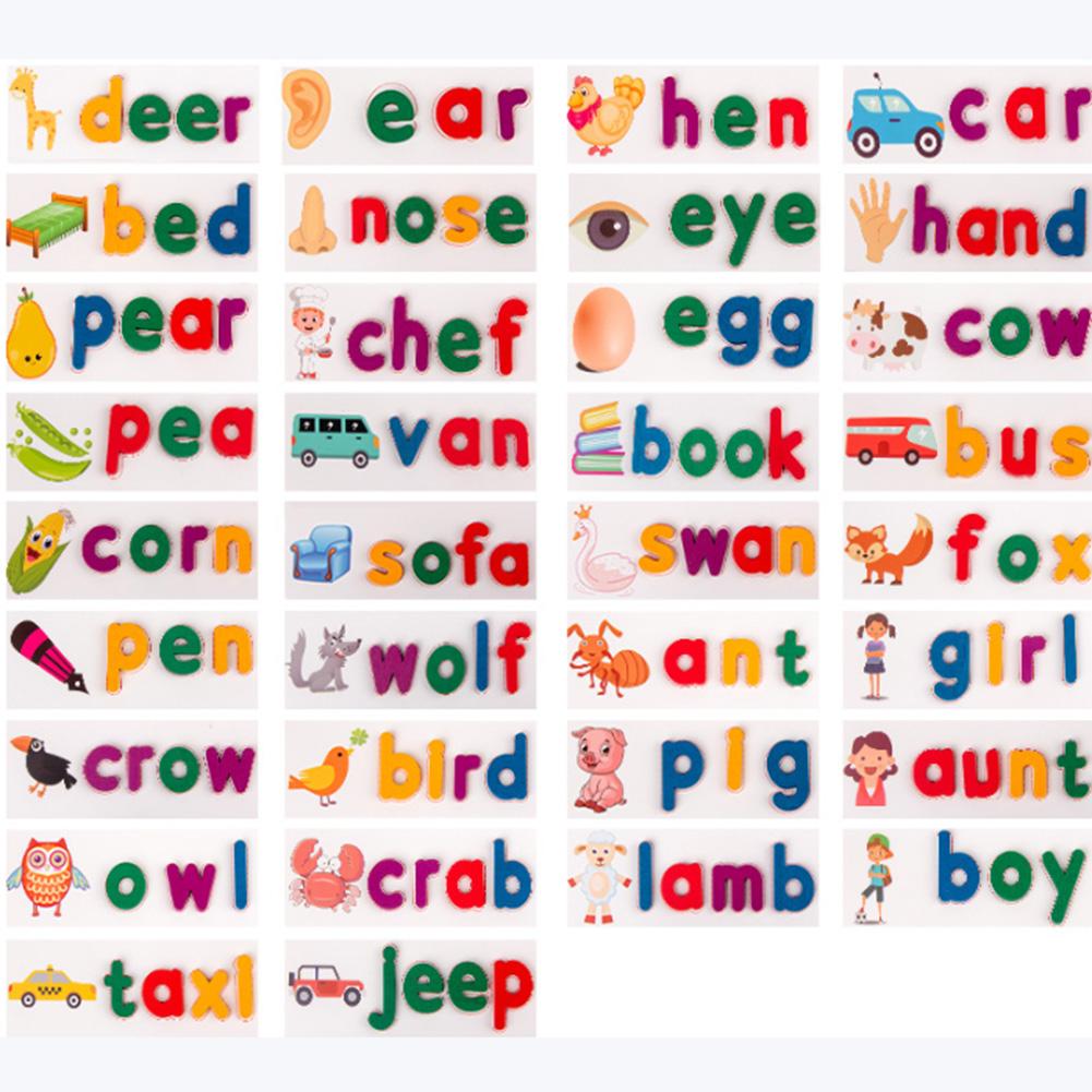 Wooden Alphabet Letter Learning Cards Set Word Spelling Practice Game Toy English Letters Spelling Card Word Toys: Default Title