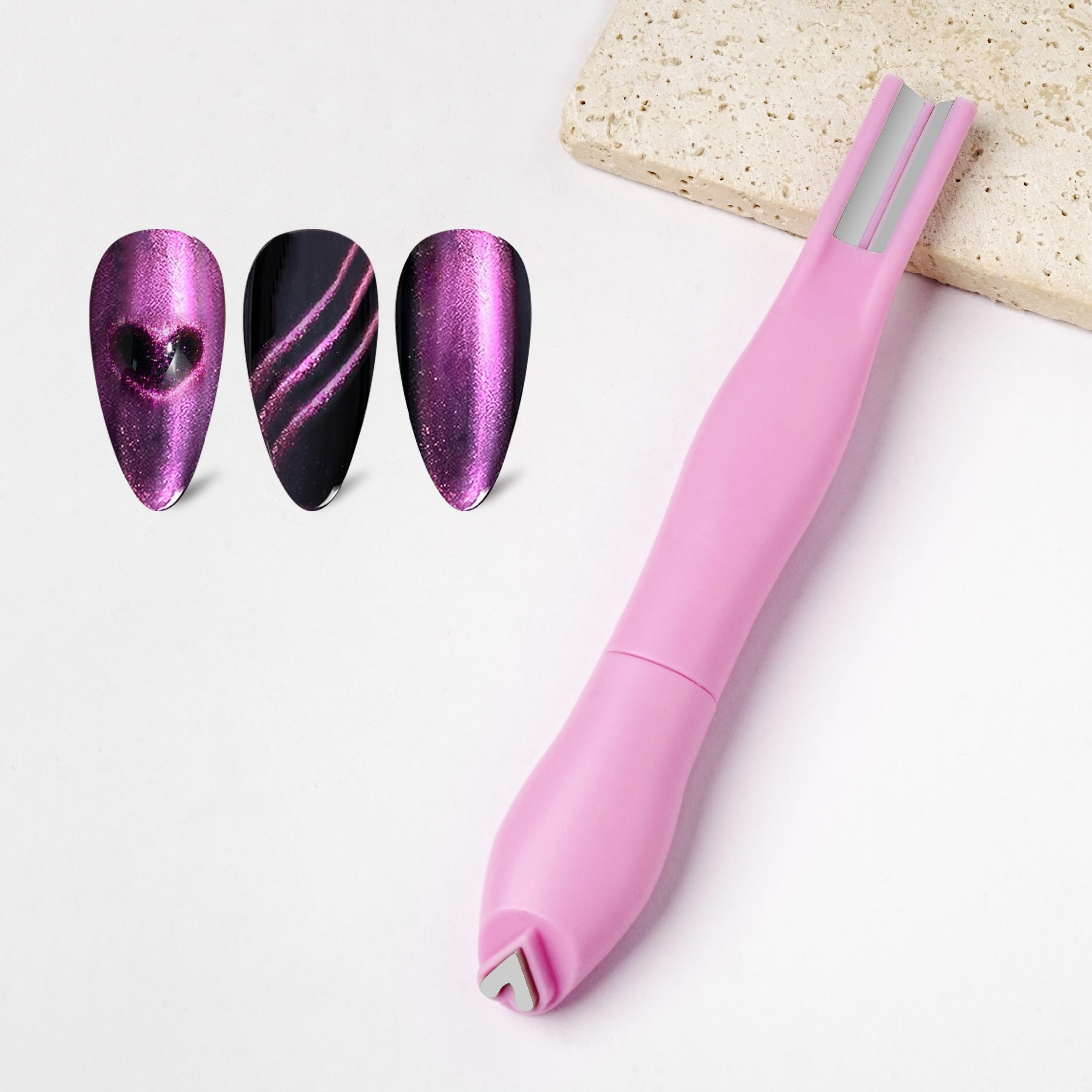 Bolígrafo magnético de ojo de gato 3 en 1 para Gel de uñas UV/LED, imán de ojo de gato de amor desmontable, arte de uñas, efecto de amor/luna/doble línea