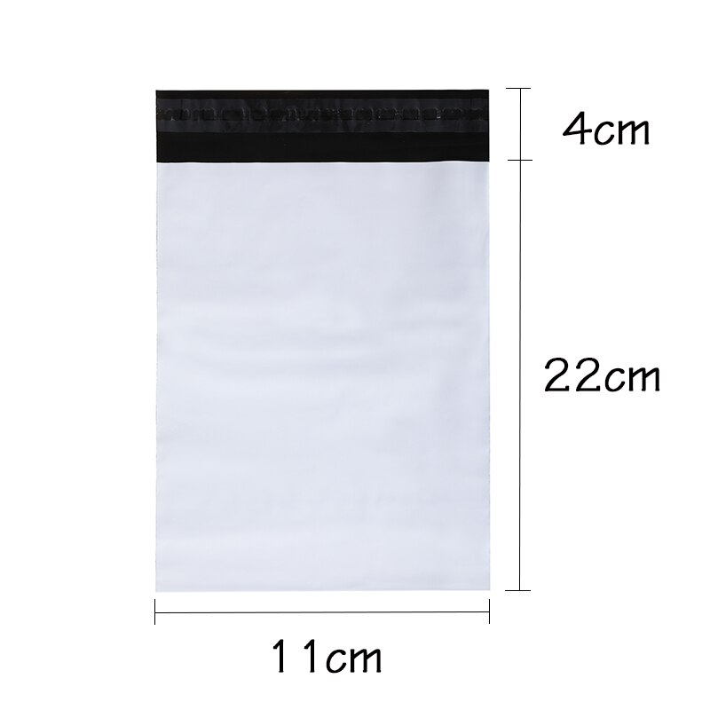 100Pcs Samll Courier Bags White Self-seal Adhesive Storage Bags Plastic Poly Envelope Mailer Postal Mailing Bag Customizing logo: 11x26cm