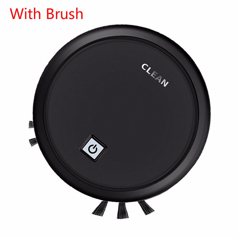 Robô aspirador inteligente 3 em 1, multifuncional, recarregável, automático, limpeza seca e úmida, varredura, aspirador de pó inteligente, casa: Black with brush