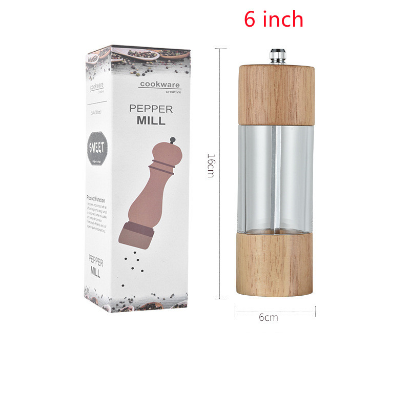 1 st pepparkvarn genomskinlig salt- och pepparkvarn saltmalning keramisk kärna multifunktions cruet köksredskap: 6 tum-c