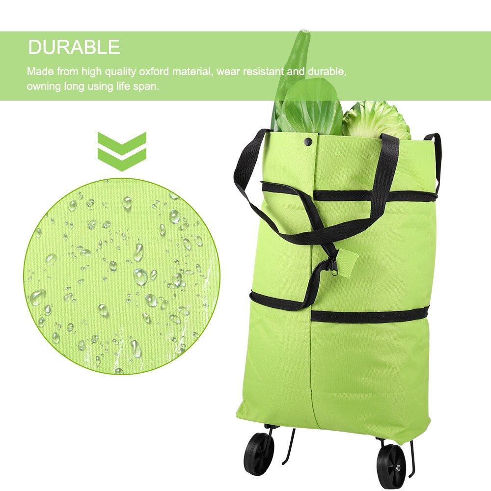 Foldbar indkøbsvogn tote taske 2 in 1 foldbar indkøbskurv bærbar foldbar indkøbsvogn trolley tote bag