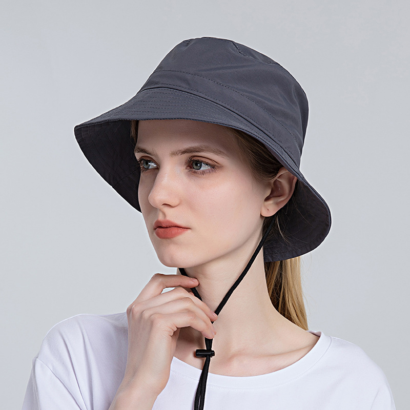 Zomer Emmer Hoed Mannen Vrouwen Outdoor Vissen Wandelen Strand Hoeden Visser Cap Grote Brede Rand Zonnebrandcrème Reizen Upf 50 +: dark grey