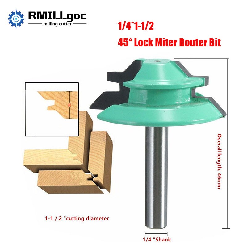 1/2 Inch Shank 45 Degree Lock Miter Router Bit 1/4 Inch Shank Joint Router Bit Woodworking Cutter Tool: 6.35mm Shank C