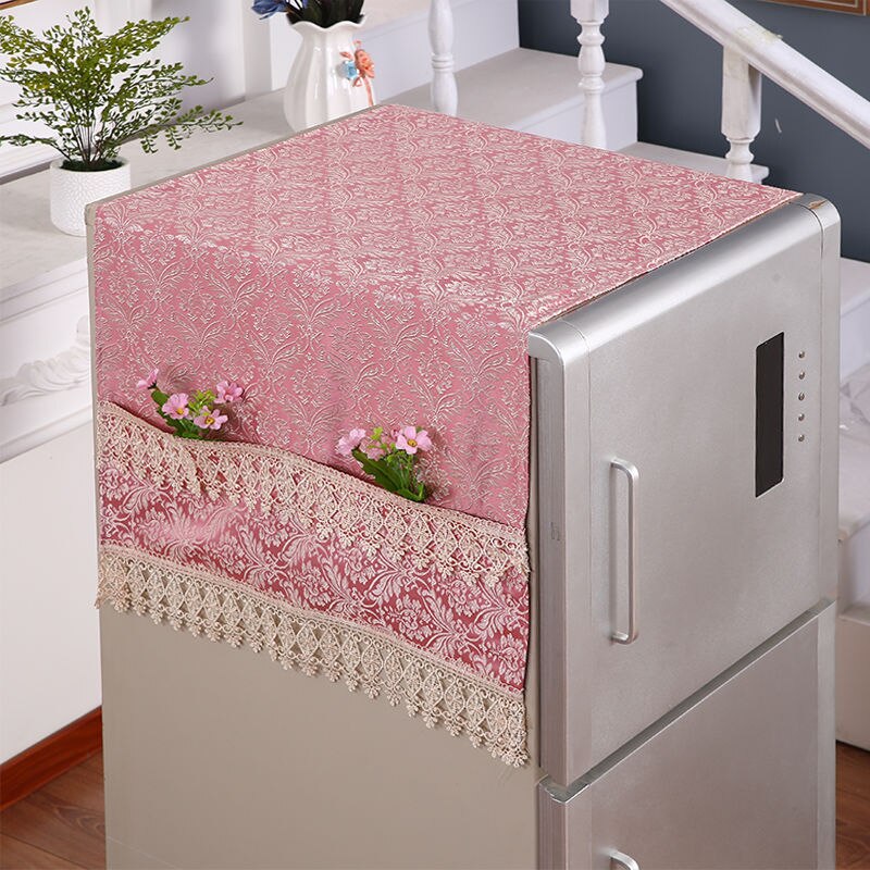 Fyjafon Koelkast Dekt Stofkap Met Opbergtas Keuken Decor Stofdicht Cover Borduren Kant 55*145/70*170: Red 70x170cm