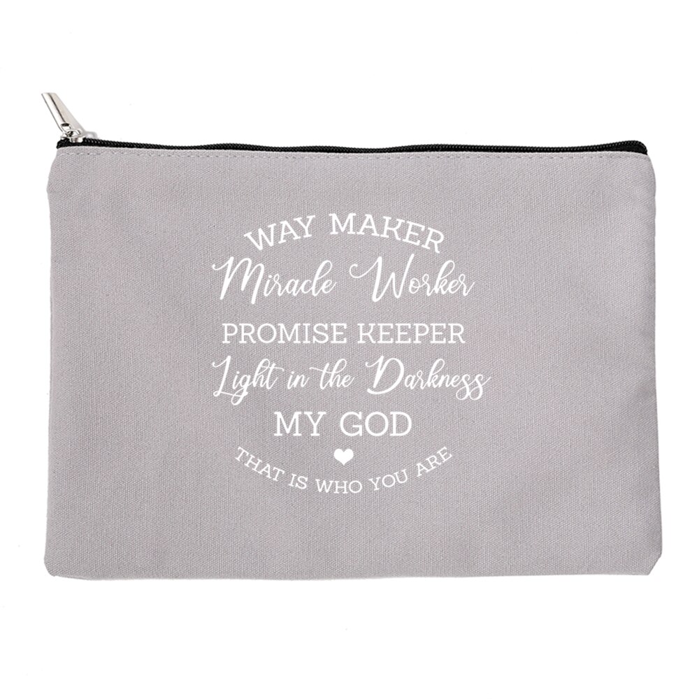 Miłość jezus kosmetyczki torba dla kobiet rozmiar podróży makijaż torebka na suwak torebka płótno ołówek szminka torba mój bóg Christian: W17154-TBGY-D