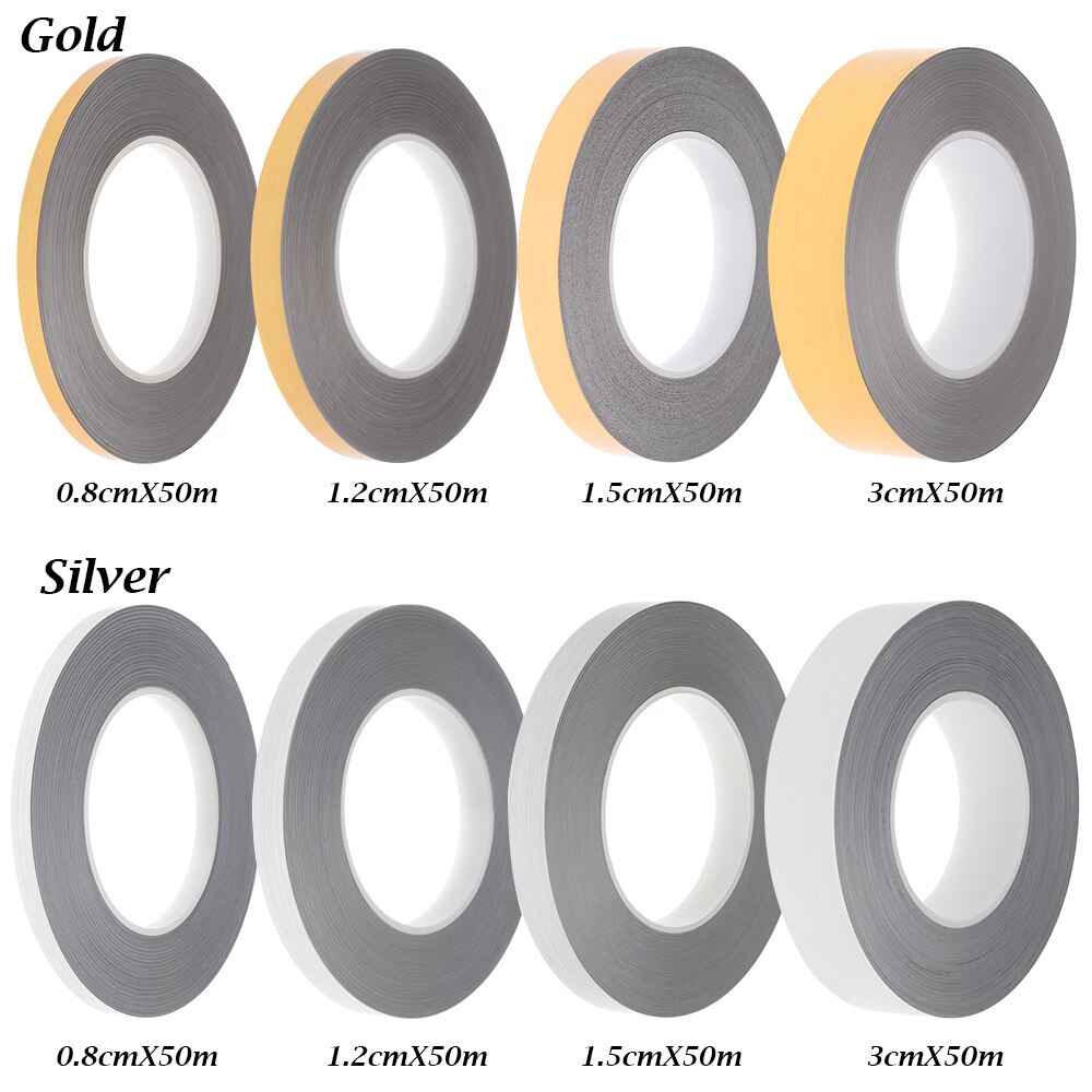 50m/ rulle guld silver söm söm kakel självhäftande hem vattentät golv klistermärke badrum inredning 0.8cm/1.2cm/1.5cm/3cm