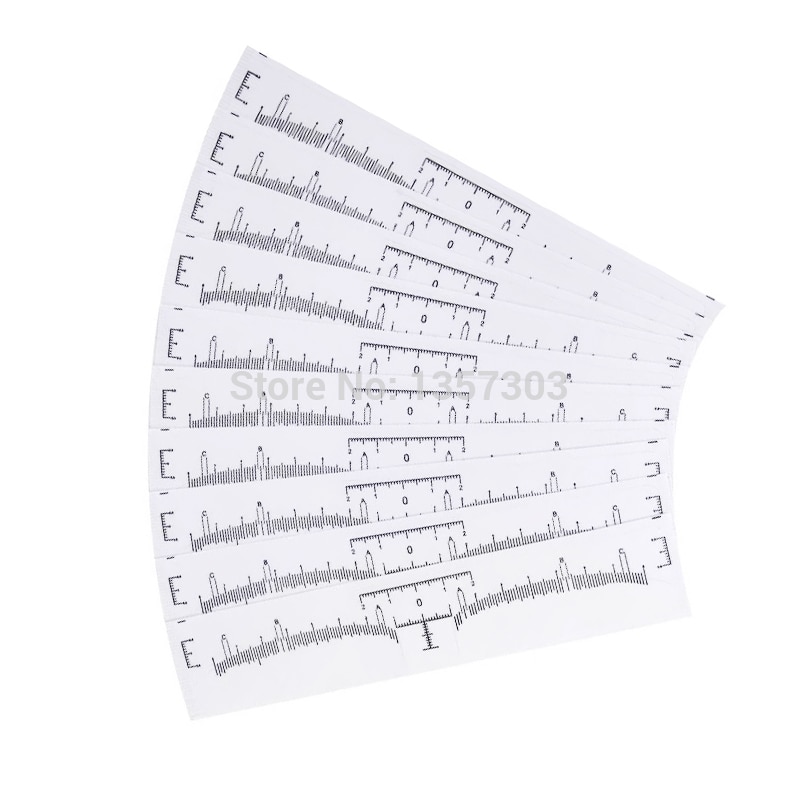 50pcs Eyebrow Ruler Sticker Grooming Stencil Shaper Ruler Measure Tool Eye Brow Drawing Guide Card Brow Template DIY Make up