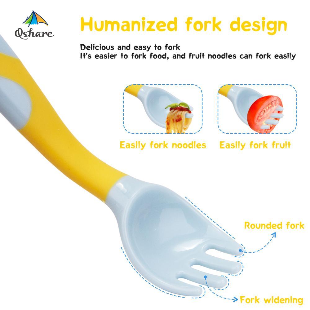 Qshare ensemble de cuillères et fourchettes flexibles pour #39 ustensiles de cuisine pour enfants ustensiles de pliage pour l'alimentation ensemble de salle à manger