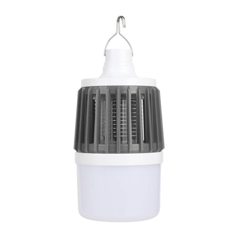 1pc 3 In 1 Portable Multi-function USB Rechargeable LED Camping Lantern Bug Electric Mosquito Waterproof Zapper Killer Lights: gray