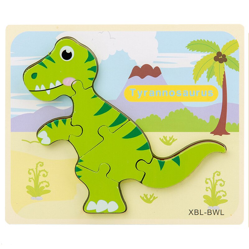 Dinosaur 3D Puzzle Early Educational Jigsaw Puzzle Cartoon Wooden Kids Toy for Boys Girls Montessori Toys: J