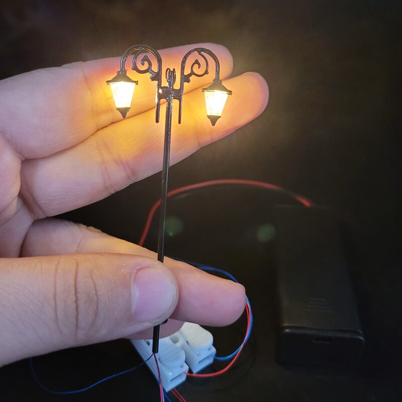 Ho Scale Garden Model Lamp 3v Boutique Double Head Lamp Model Park Lamp Post Train Layout Model Park Garden Street Lights