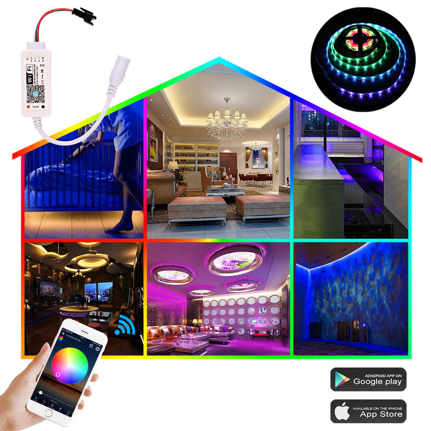 Wifi LED Smart Controller RGB LED Controller For WS2811 2812 RGB LED Strip Lights Compatible With Alexa Google Assistant IFTTT