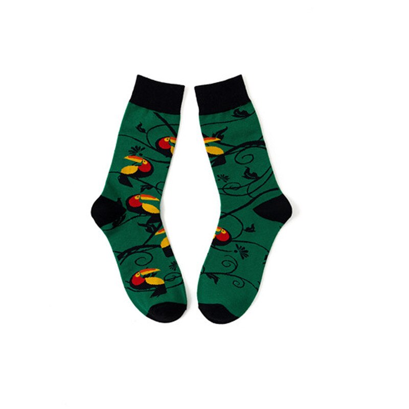 Heren dames unisex casual katoen print middenkousen sportsokken voor fietsen winter  #2 g 29: Groente