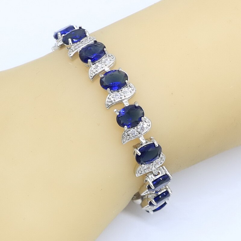 Set di gioielli semipreziosi blu classici per le donne bracciale da sposa collana pendente orecchini anello confezione regalo