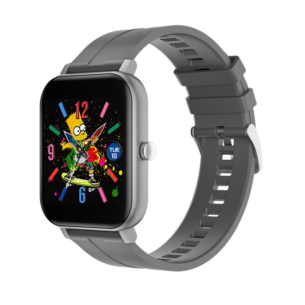 Bakeey MC28 Smartwatch 1.54Inch Dual Menu 'S Hartslag Bloeddruk Zuurstof Monitor Weer Muziek Slimme Horloge Android Ios: Gray silicone