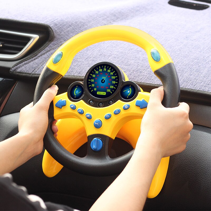 Funny Kids Co-pilot Steering Wheel Driving Simulation Pretend Play Early Learning Toys Children Educational Toy [With Base]