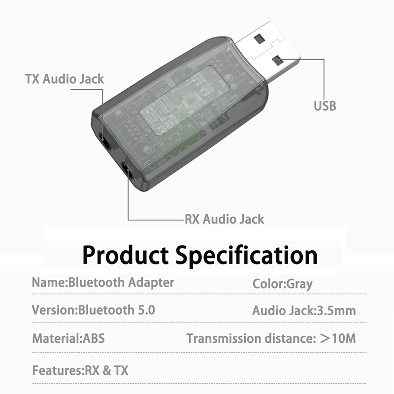 Wireless Adapter Speaker Receiver USB Transmitter Stereo Music Auto Connect Dongle Bluetooth 5.0 Adapter For Headphones Car Kit