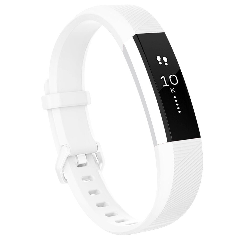 Correa ajustable de silicona suave de para Fitbit Alta HR, pulsera deportiva, Fibit Alta HR: White / Size L