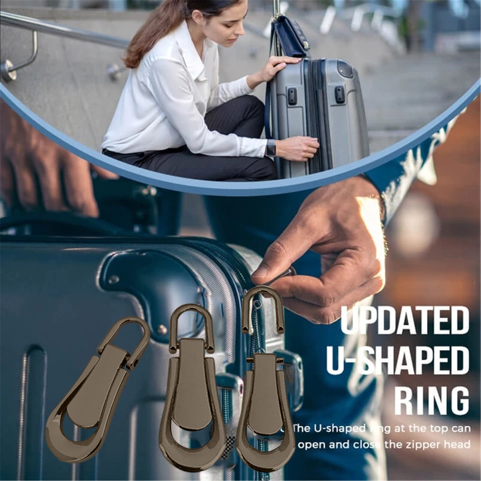 Universal 10pcs Detachable Zip Zipper Puller Set Zipper Repair Kit Replacement Zip Slider Teeth Rescue Zippers