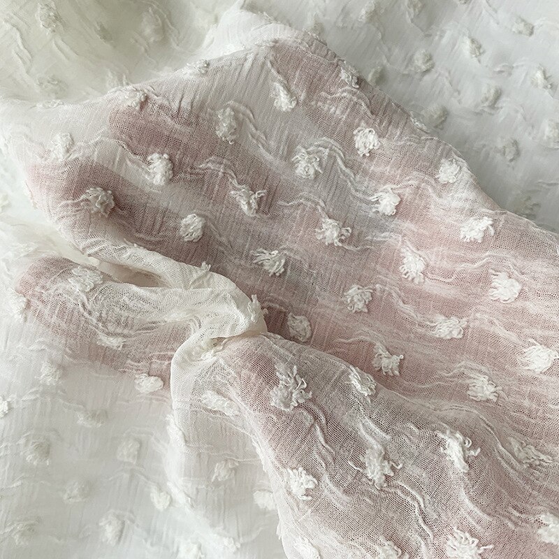 3D Brocade Chiffon Wavy Crinkle Fabric Nano-crepe Furry Jacquard Fringed Fabric Dress Fabric