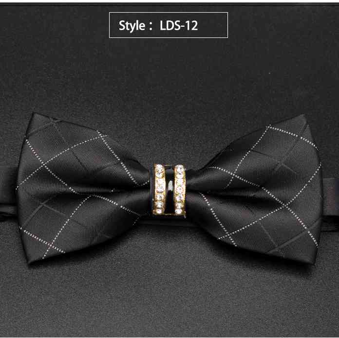 Mænd bowtie formel stribe luksus rhinestone slips mænds bryllup butterfly mandlige kjole skjorte slips: Lds -12