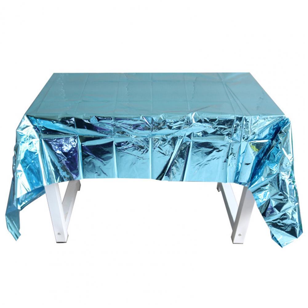 Universal Shiny Table Cloth Party Tablecovers Easy to Use Plastic Tablecloth Shiny for Home: Light Blue