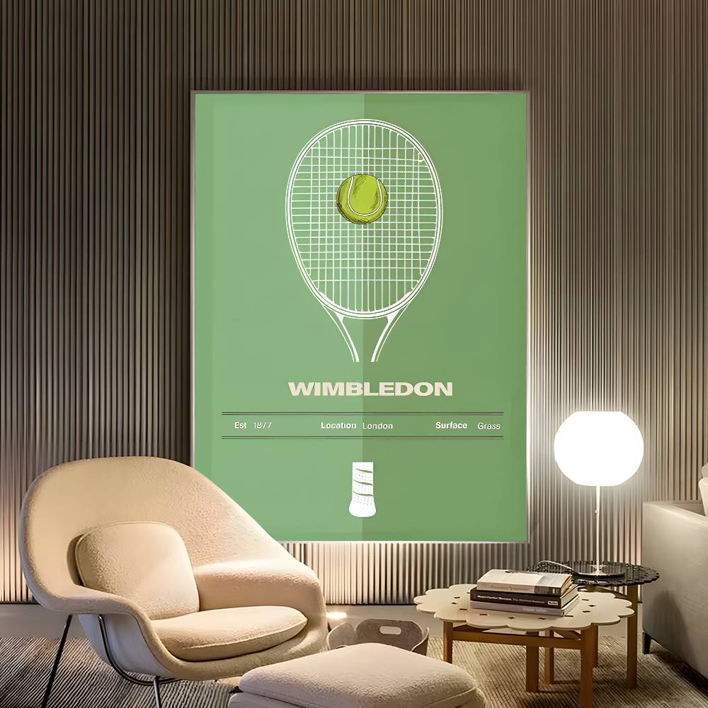 Plakaty Tenisowe zatrzasnąć seria wielki Tenis HD Samoprzylepne Wodoodporne Dekoracje Ścienne robić Salonu, Sypialni, Baru, Estetyczne: Małe / FIOLETOWY