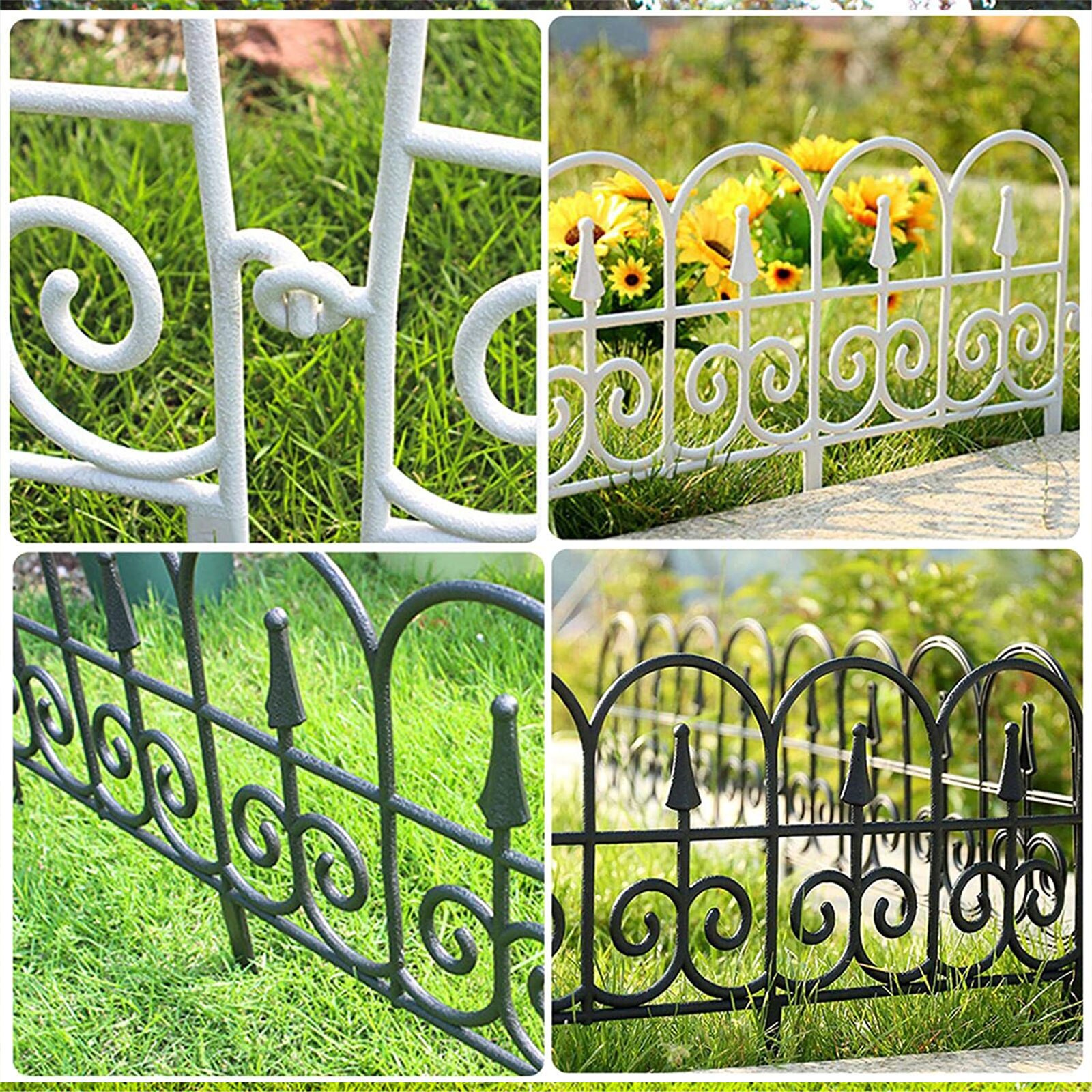 5 PCs Insert Type Plastic Garden Fence with Buckle European Style Removable Flower Bed Fencing Barrier