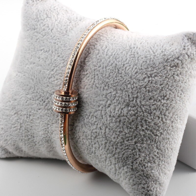 Mode Vrouwen 316 Rvs Rose Gold Kristallen Ronde Charm Armband Huwelijkscadeau