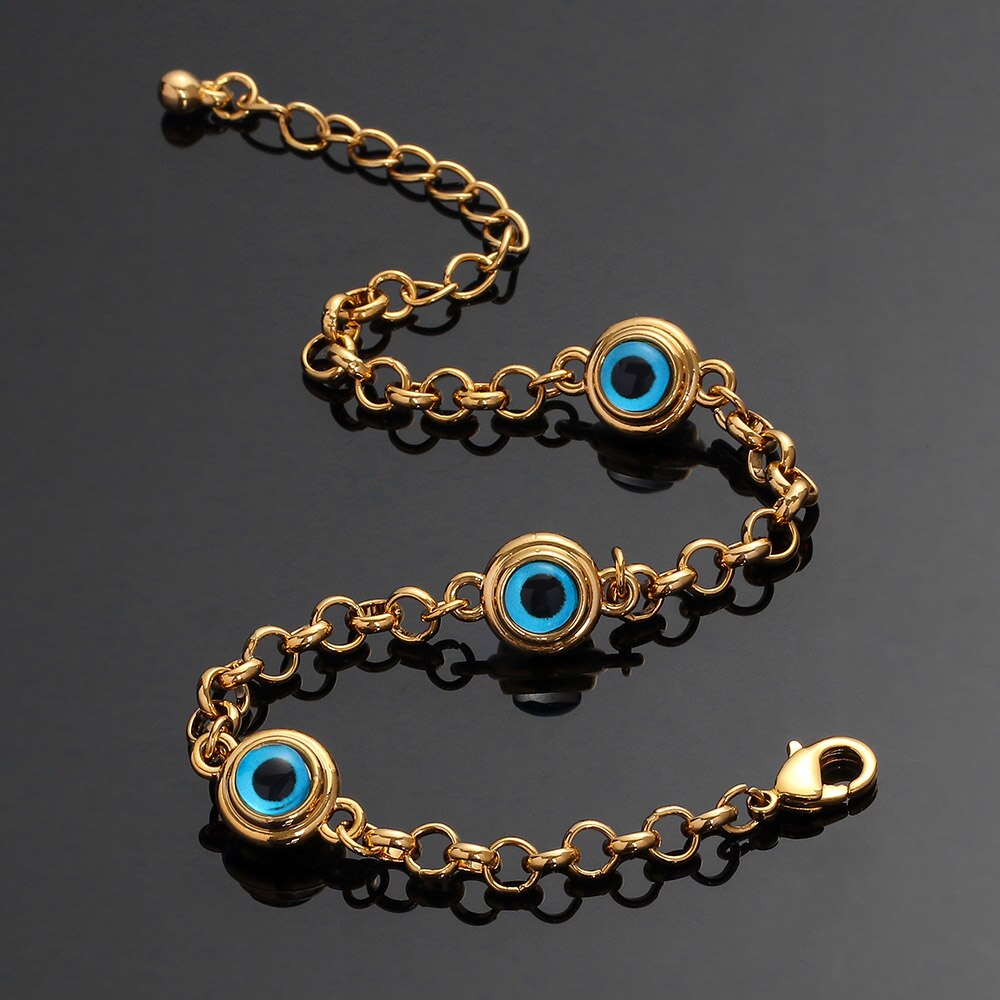 Luxury Evil Eye Crystal Allah Women&#39;s Bracelets with Charms Muslim Turkish Blue Eye Bracelet Gold Plated Never Faded Jewellery