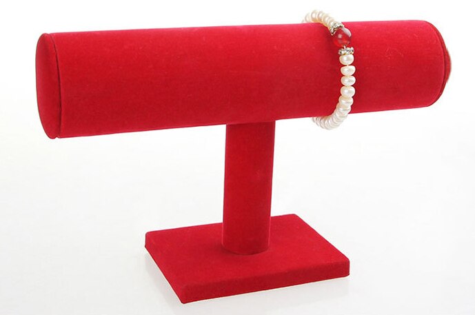 PH PandaHall Black Velvet Bracelet Ramp Display Stand Bow