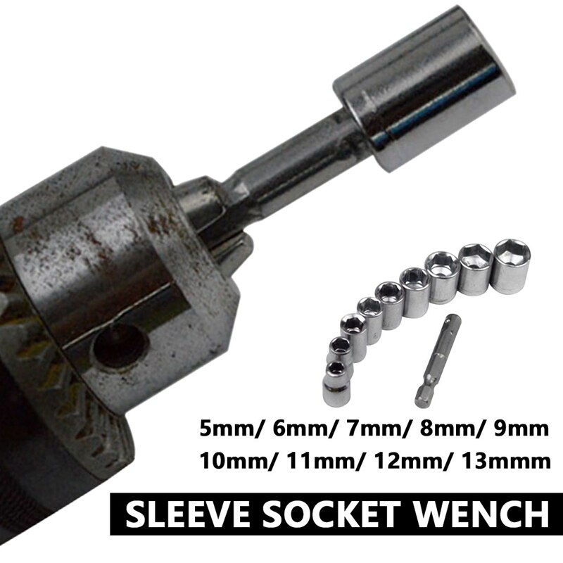 Outils à main 9 pièces/10 pièces 1/4 pouces lecteur hexagonale jeu de clés à douille manchon jeu de clés adaptateur de clé 5/6/7/8/9/10/11/12/13Mm