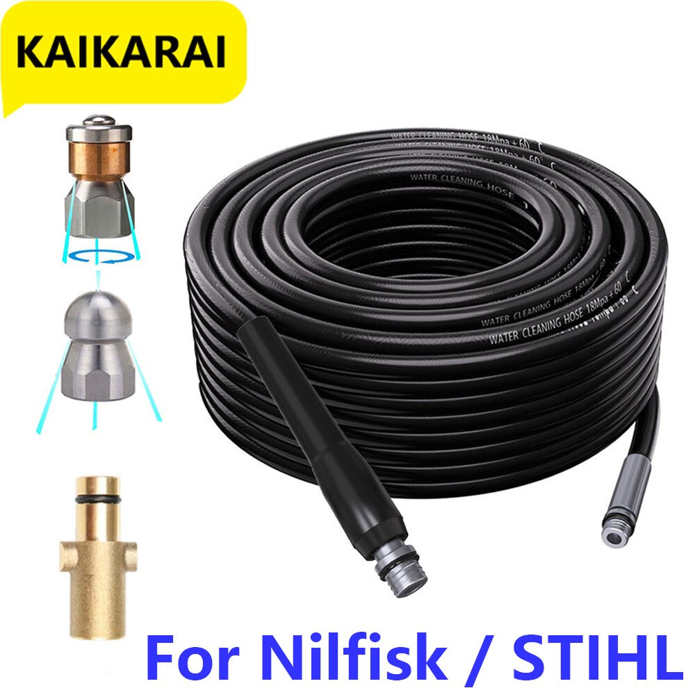 Voor Nilfisk/Stihl Hogedrukreiniger Riool Rioolreinigers Kit Auto Parts1/4 Inch Knop Neus En Roterende Riool Jetting nozzle Voor Washin