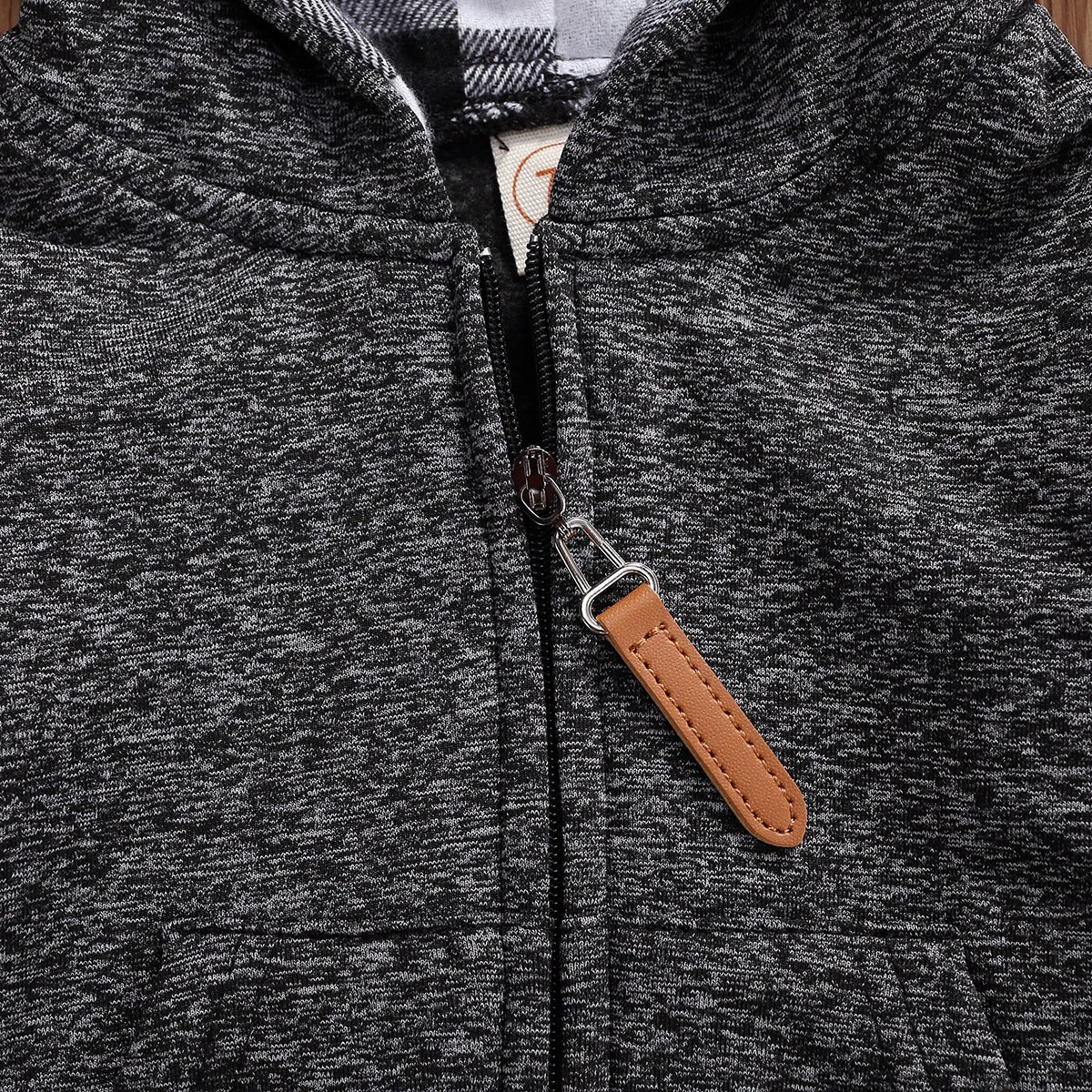 Baby Boys Girls Hoodie Jumpsuit, Zipper Long Sleeve Creepers Bodysuit Romper Outfit with Pocket