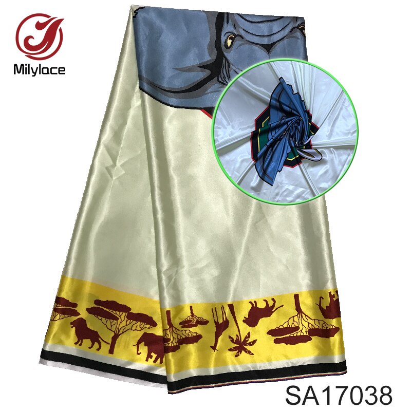 Nigeria Afrikanischen wachs muster satin stoff modische gedruckt wachs stretch satin stoff für party SA17037
