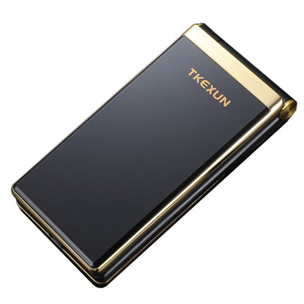 3G WCDMA Flip Two SIM pantalla Dual de 3,0 ", reproductor de vídeo para personas mayores, FM, MP3, cámara grabadora de teléfono móvil, botón de teclado ruso: add 8GB TF card / gold