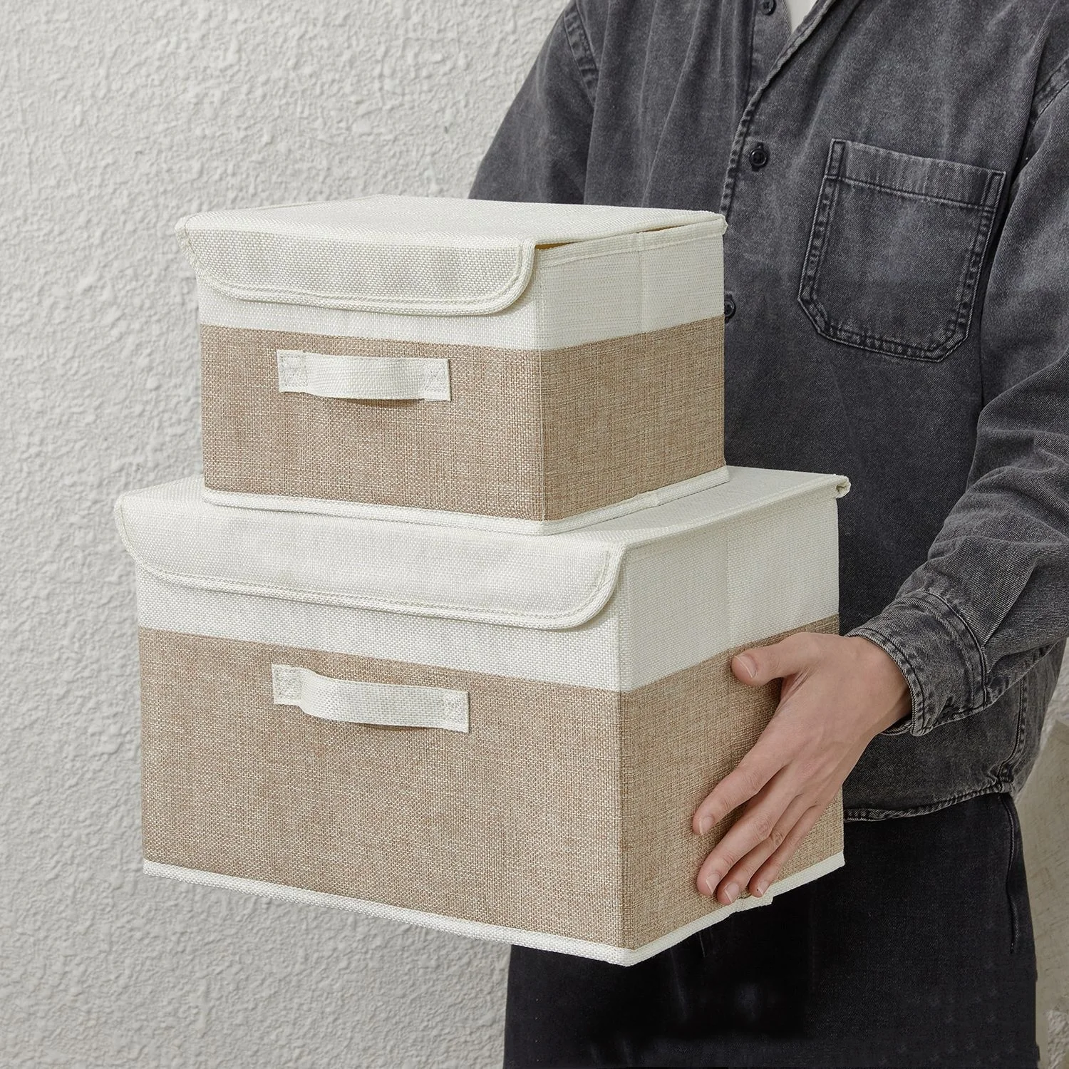 Non-Woven Fabric Storage Box Dormitory Dustproof Bins Cosmetics Bin with Lids Folding Large Capacity Clothing Underwear Boxes